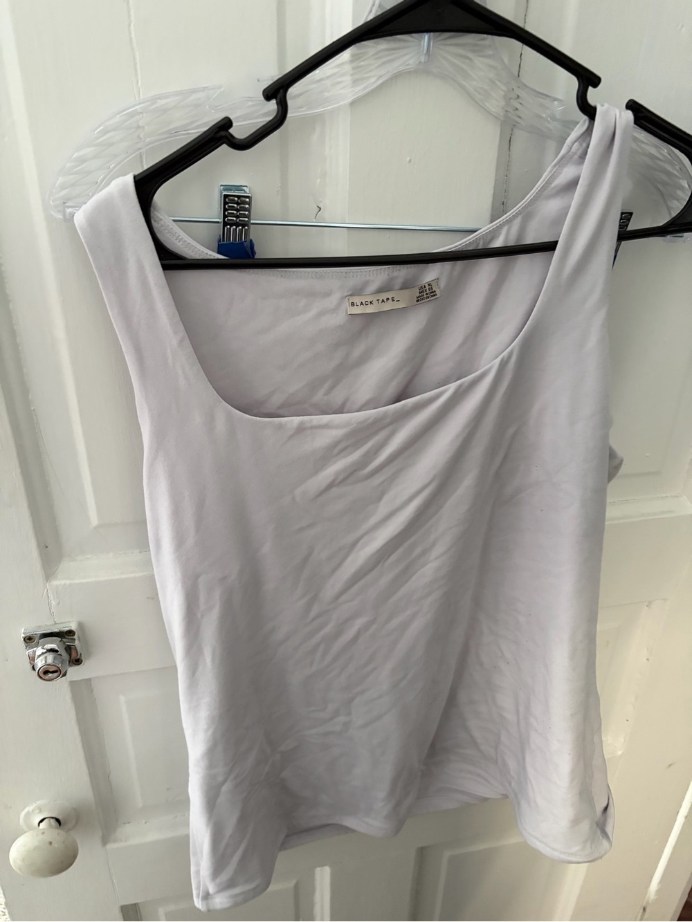 Black Tape_ Light Lavender Scoop Neck Tank